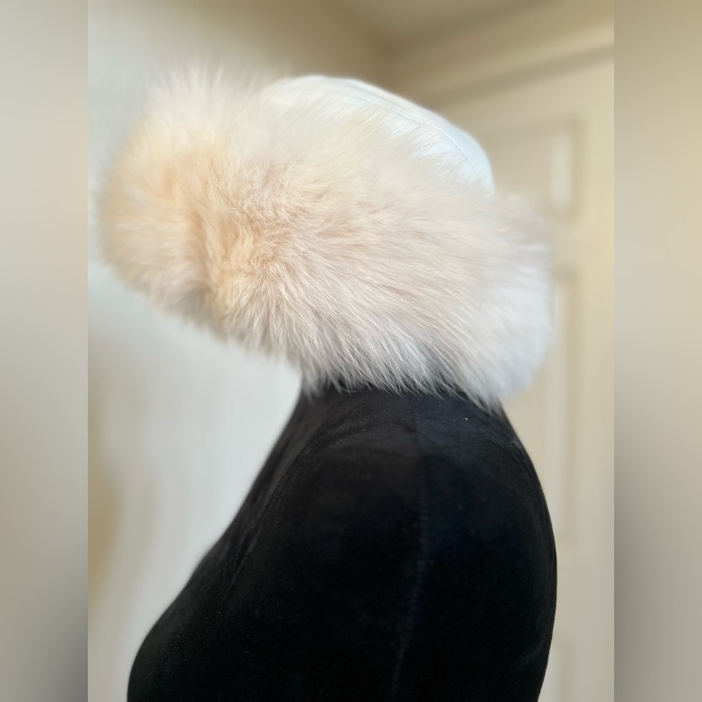 Vintage ABC Furs White Leather Fox Fur Hat - Picture 4 of 9